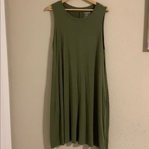 Olive Green T-Shirt Dress (Sleeveless)